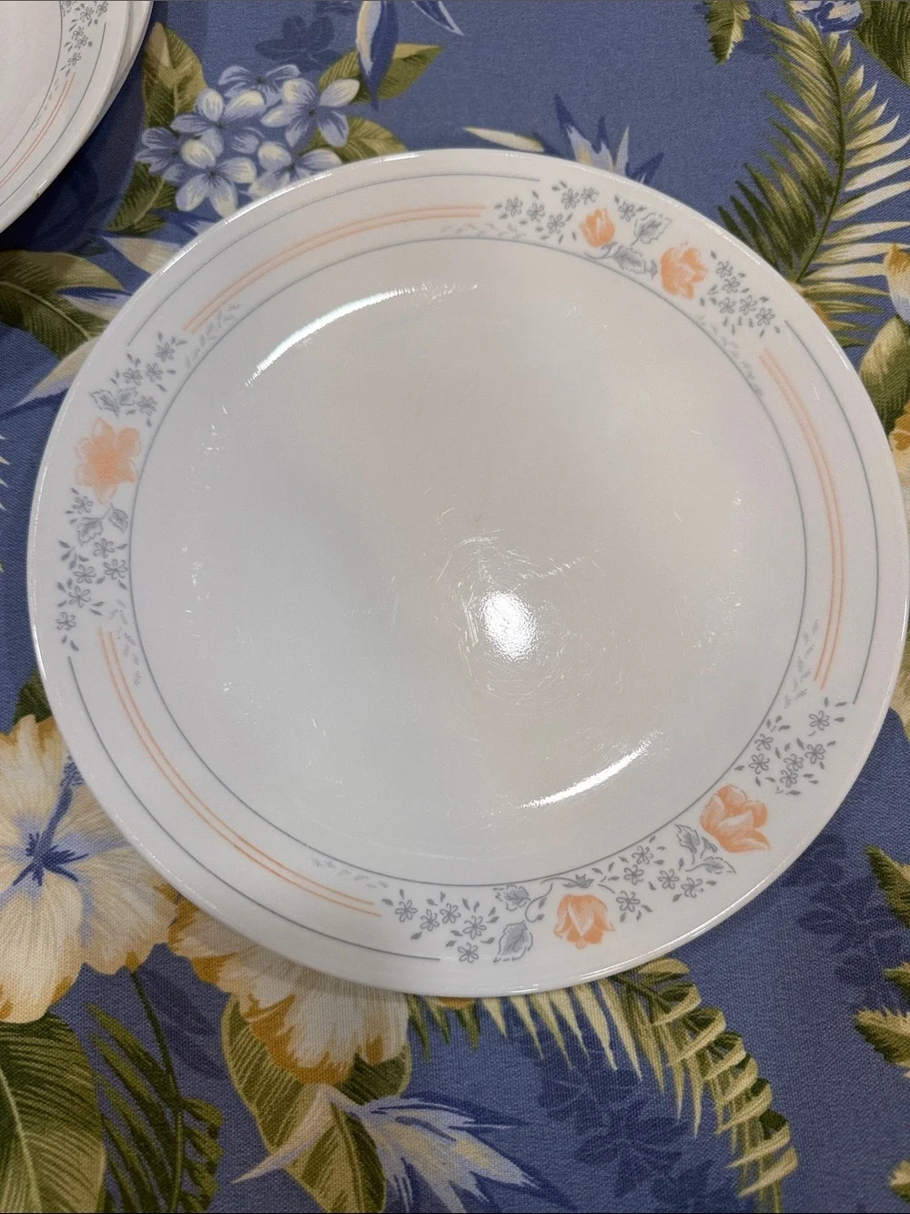Four Corelle Apricot Grove dinner plates